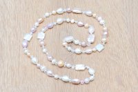 Perlenkette Perlen-Mix 5-15mm, Endlosgeknüpft ohne Verschluss, lachs Länge ca. 66 cm