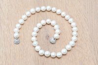 Perlenkette baroque 8-10mm weiss mit Magnetverschluss Länge 43cm