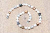 Perlenkette oval 10-12mm, farbig mit Magnetverschluss, Länge ca. 47 cm