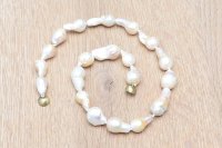 Perlenkette Tropfen 15-25mm, gold mit Magnetverschluss, Länge ca. 44 cm