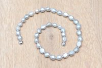 Perlenkette baroque 10-12mm, silber mit Magnetverschluss, Länge ca. 47 cm