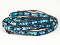 Wickelarmband Kristall Perlen blau-türkis